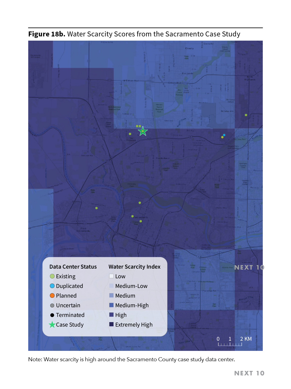 Figure 18b. Water Scarcity Scores from the Sacramento Case Study