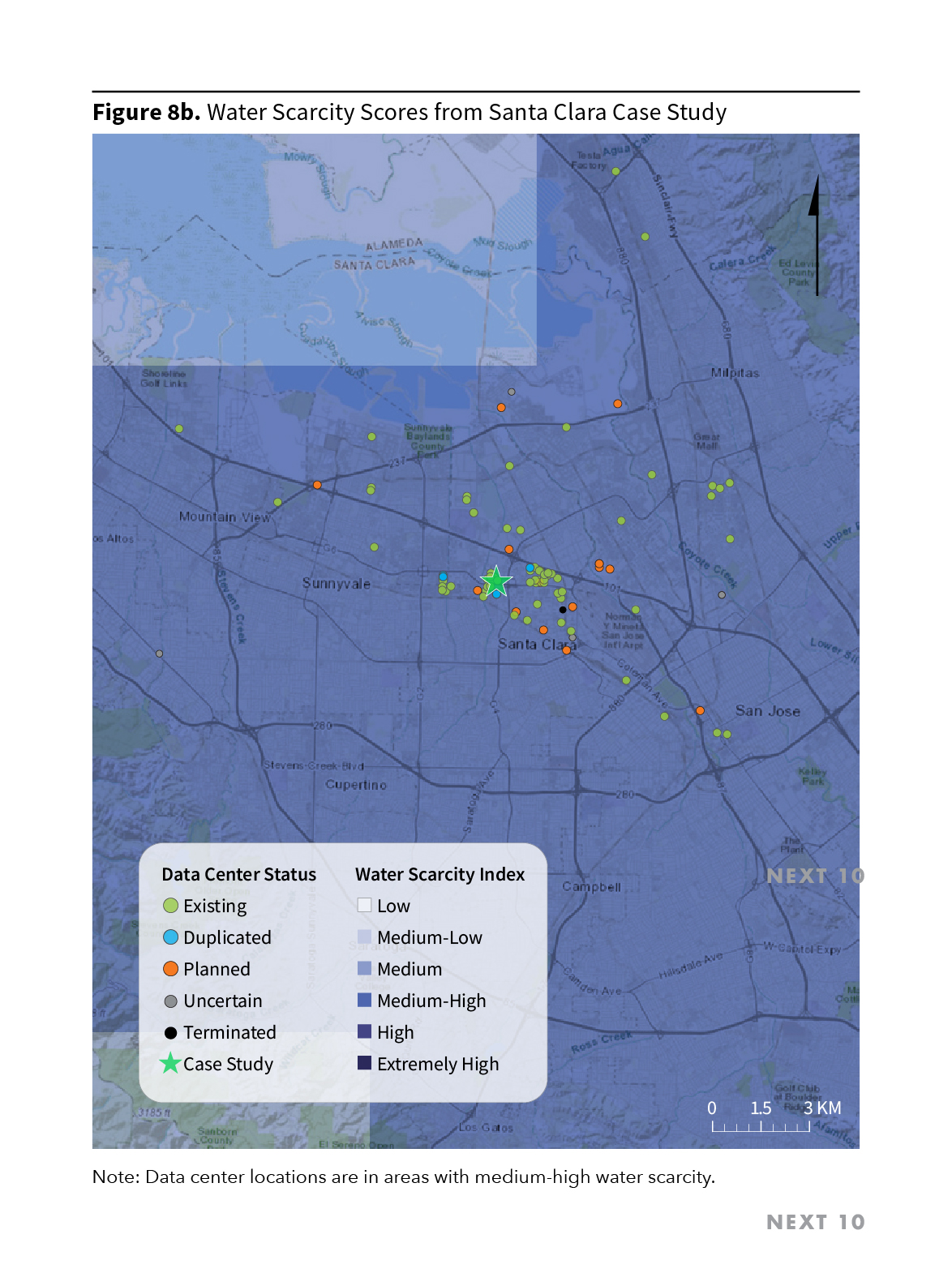 Figure 8b. Water Scarcity Scores from Santa Clara Case Study