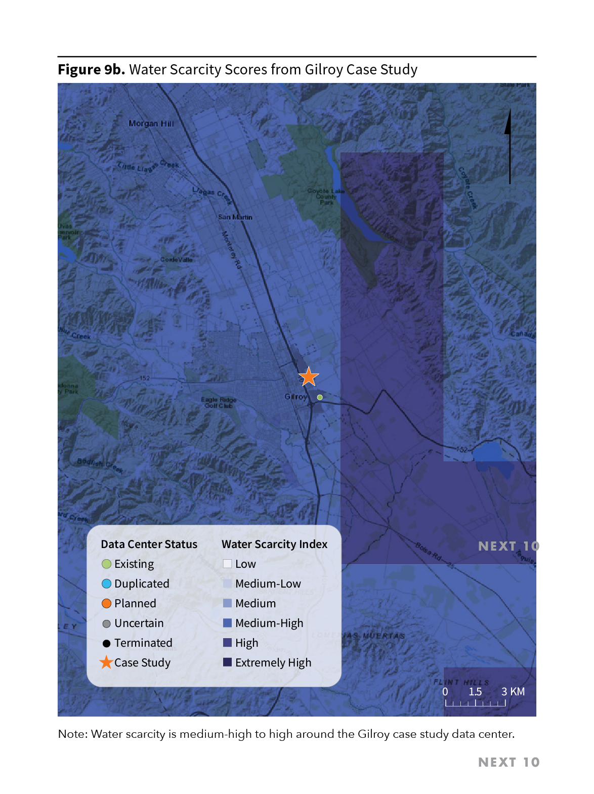 Figure 9b. Water Scarcity Scores from Gilroy Case Study