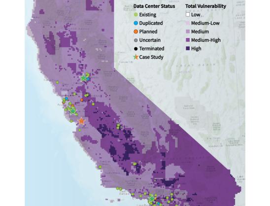 Figure ES-1. The Total Vulnerability Index and Data Centers in California