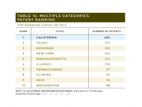 Table 16 Multiple Categories Patent Ranking