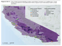 Figure ES-1. The Total Vulnerability Index and Data Centers in California